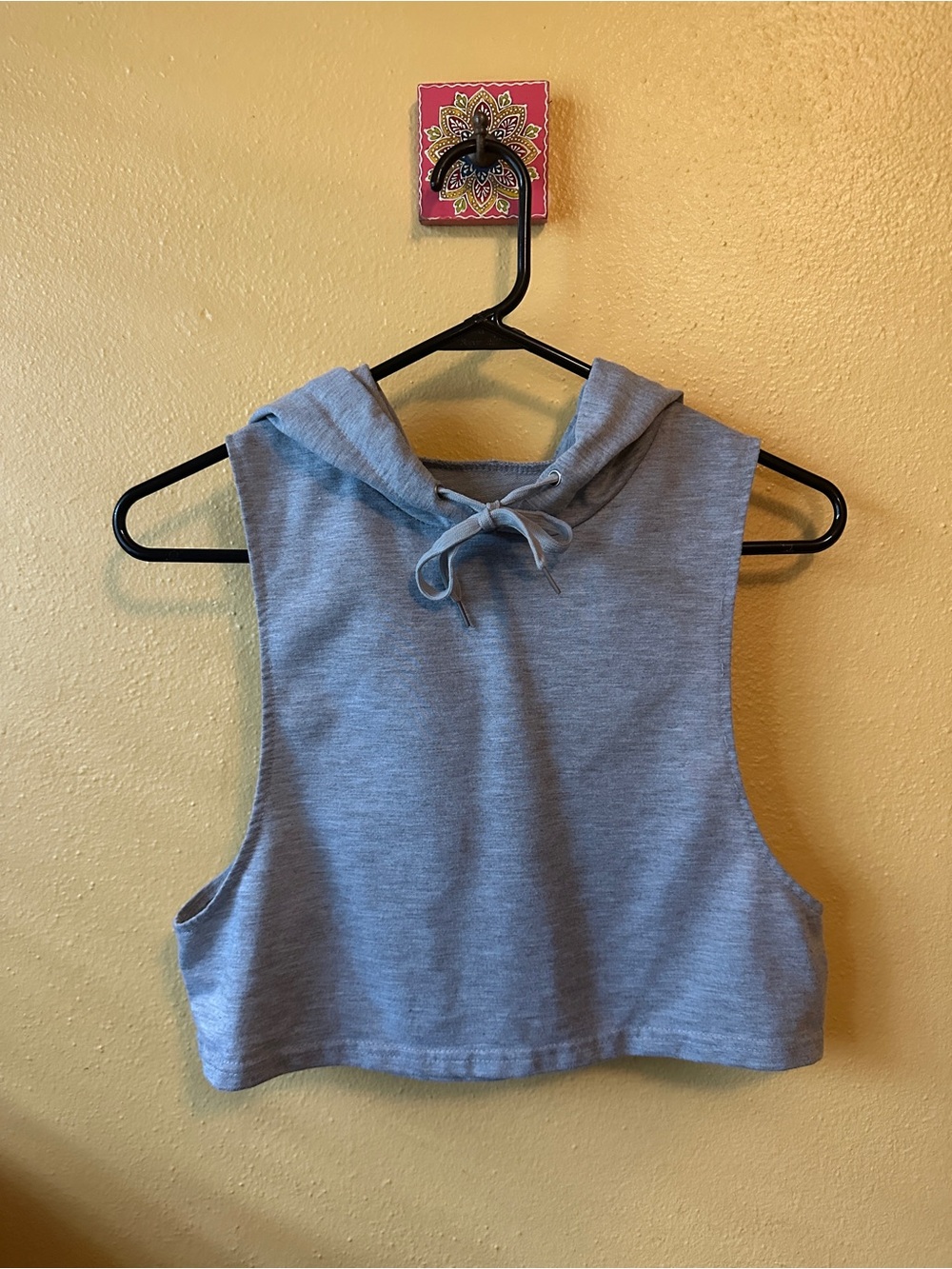 Sleeveless Light Grey Crop Hoodie Top